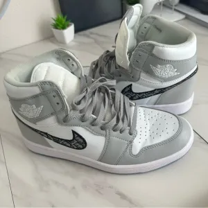 Stylish Gray and White High-Top Sneakers
