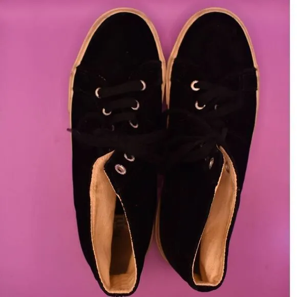 Superga Black Velvet High Top Sneakers- 9