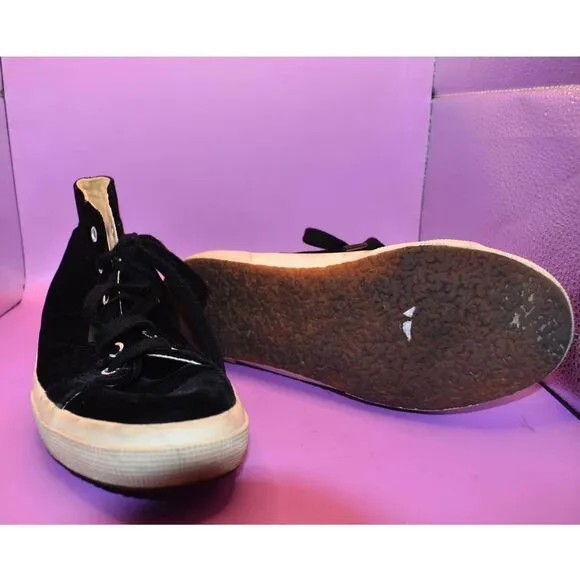 Superga Black Velvet High Top Sneakers- 9