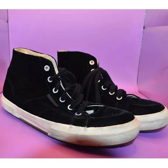 Superga Black Velvet High Top Sneakers- 9