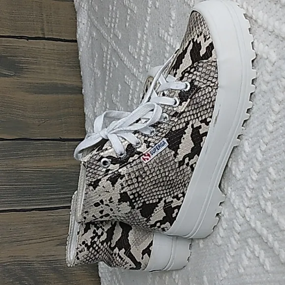 Superga High top snake print sneakers size 6.5