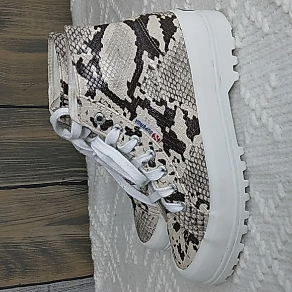 Superga High top snake print sneakers size 6.5