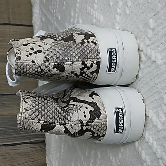 Superga High top snake print sneakers size 6.5