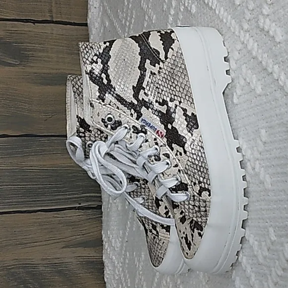 Superga High top snake print sneakers size 6.5