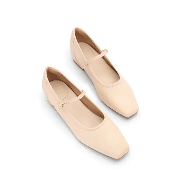 Surfbird Peony Cream Leather Ballet Flats