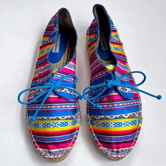 Tabitha Simmons Dolly Silk Lace Up Espadrilles Flats Size 39.5 US 9.5