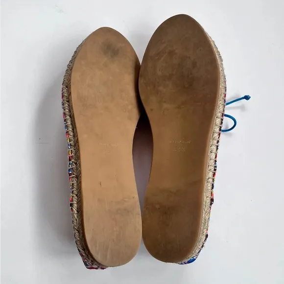 Tabitha Simmons Dolly Silk Lace Up Espadrilles Flats Size 39.5 US 9.5