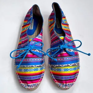 Tabitha Simmons Dolly Silk Lace Up Espadrilles Flats Size 39.5 US 9.5