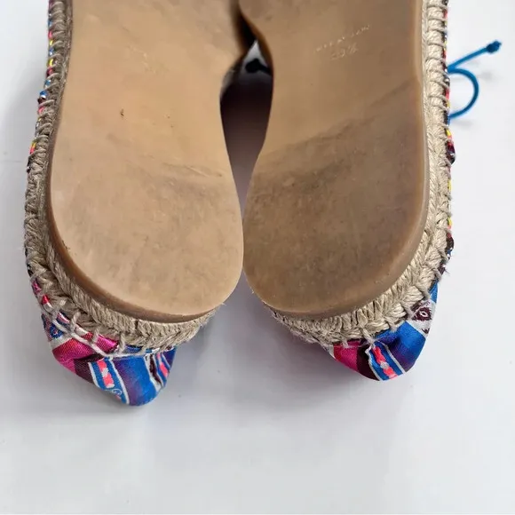 Tabitha Simmons Dolly Silk Lace Up Espadrilles Flats Size 39.5 US 9.5