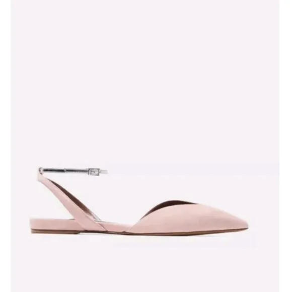 Tabitha Simmons Vera Blush Suede Pointed Toe Flats