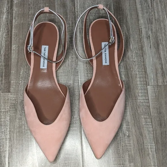 Tabitha Simmons Vera Blush Suede Pointed Toe Flats