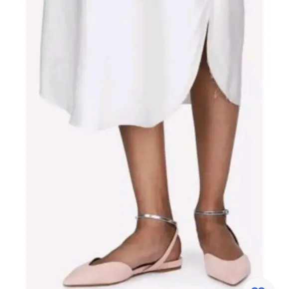 Tabitha Simmons Vera Blush Suede Pointed Toe Flats
