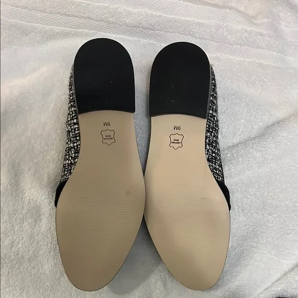 Talbots Black and White LEIGHTON BOUCLÉ Tweed Loafers sz 9