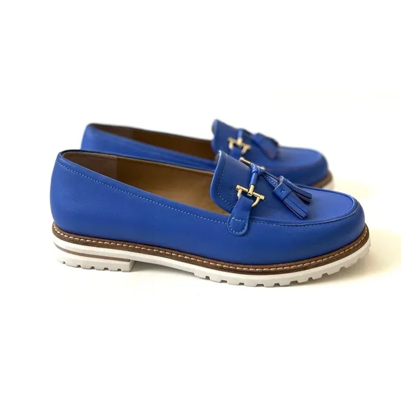 Talbots Bright Cobalt Blue Genuine Leather Laura Tassel Nappa Loafer Flats