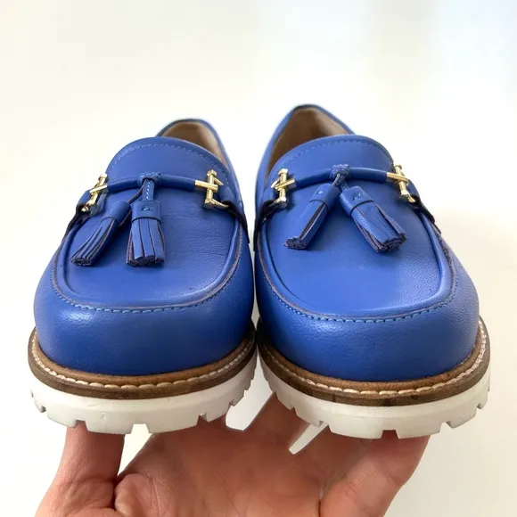 Talbots Bright Cobalt Blue Genuine Leather Laura Tassel Nappa Loafer Flats