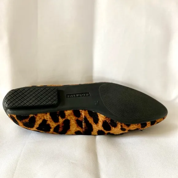 Talbots Classic Bow Leopard Francesca Leather Pointed Toe Flats Calf Hair 7M