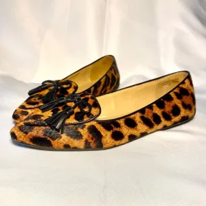 Talbots Classic Bow Leopard Francesca Leather Pointed Toe Flats Calf Hair 7M