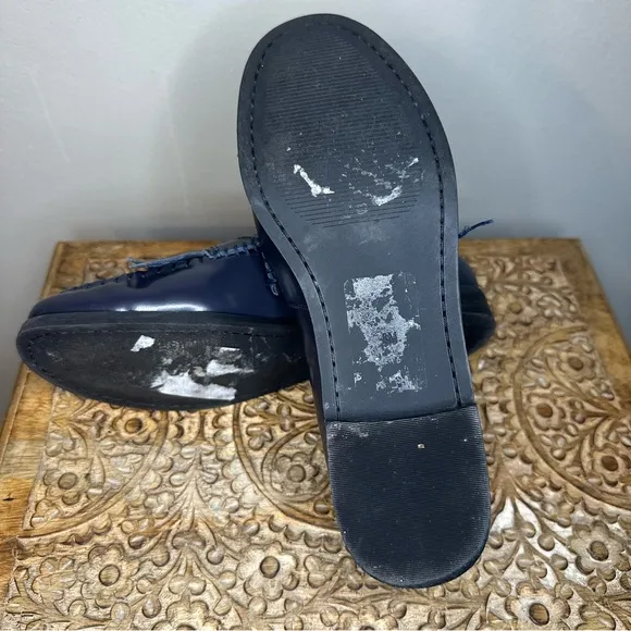 Talbots Laura Navy Leather Loafers with TasselsSz8