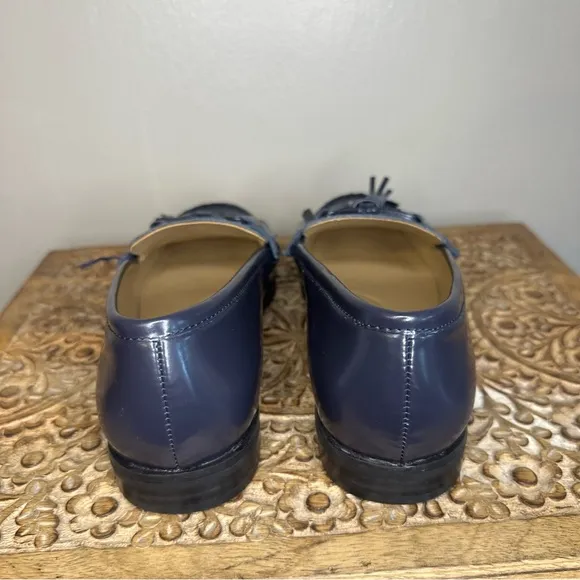 Talbots Laura Navy Leather Loafers with TasselsSz8