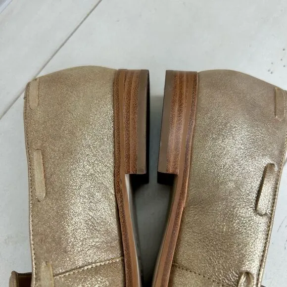 Talbots  Leigton Gold Tassel Loafer Metallic Suede Size 9.5