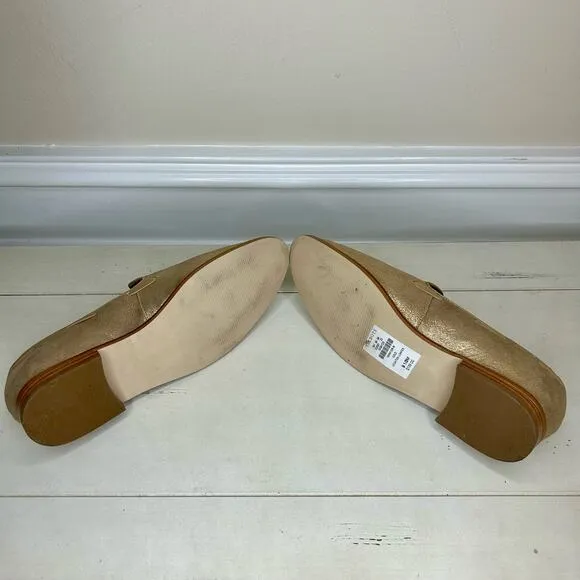 Talbots  Leigton Gold Tassel Loafer Metallic Suede Size 9.5