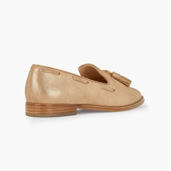 Talbots  Leigton Gold Tassel Loafer Metallic Suede Size 9.5