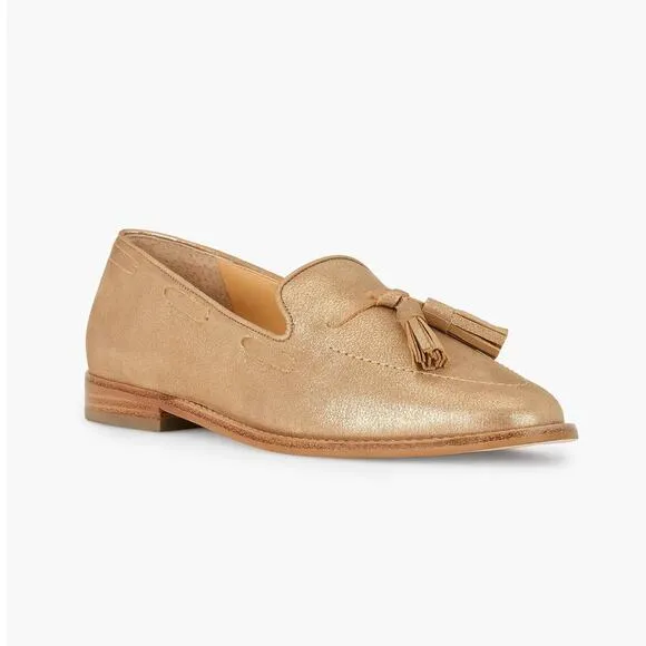 Talbots  Leigton Gold Tassel Loafer Metallic Suede Size 9.5