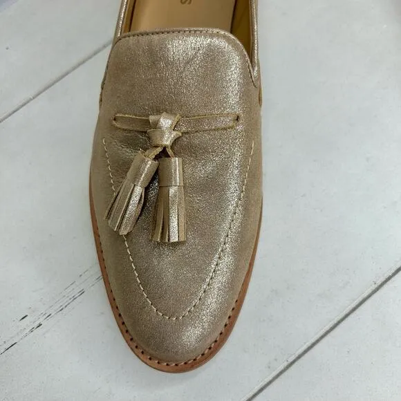 Talbots  Leigton Gold Tassel Loafer Metallic Suede Size 9.5