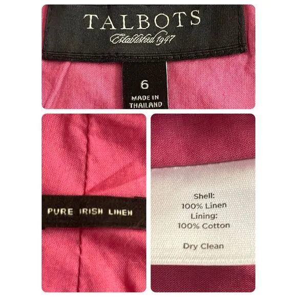 Talbots Pure Irish Linen A-Line Midi Skirt Bubblegum Pink 6