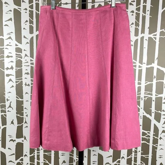 Talbots Pure Irish Linen A-Line Midi Skirt Bubblegum Pink 6