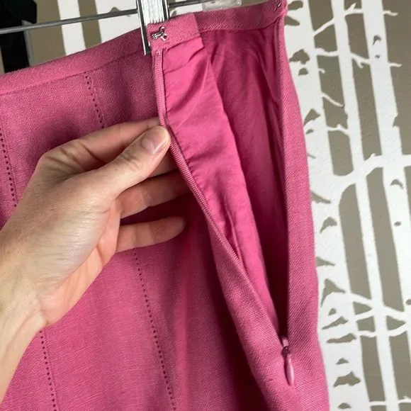Talbots Pure Irish Linen A-Line Midi Skirt Bubblegum Pink 6