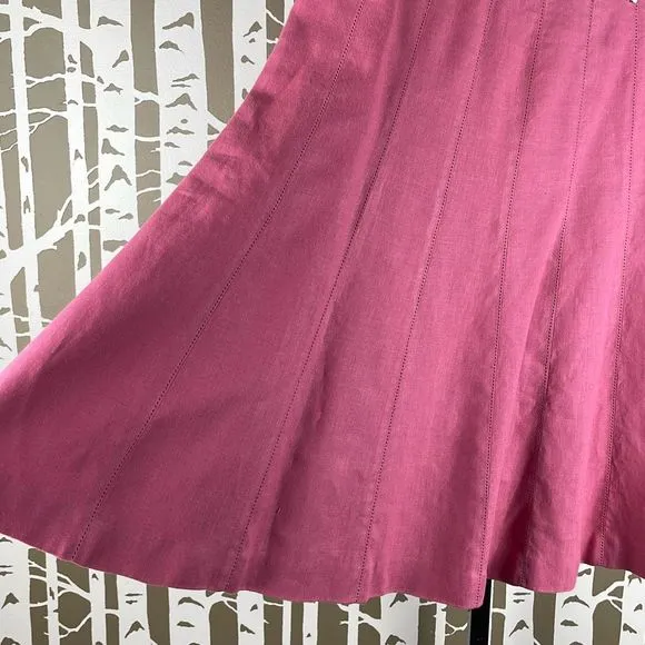 Talbots Pure Irish Linen A-Line Midi Skirt Bubblegum Pink 6