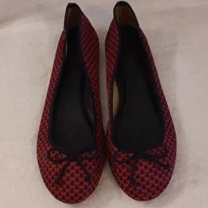 Talbots red and blue polka dot slip on ballet flats Size 8