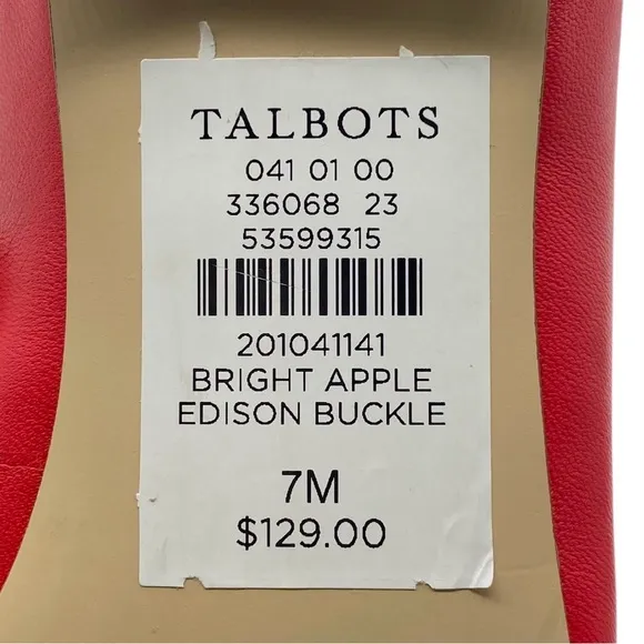 Talbots Womens Shoes Edison Buckle Bright Apple Flats 7 Red White Blue Leather