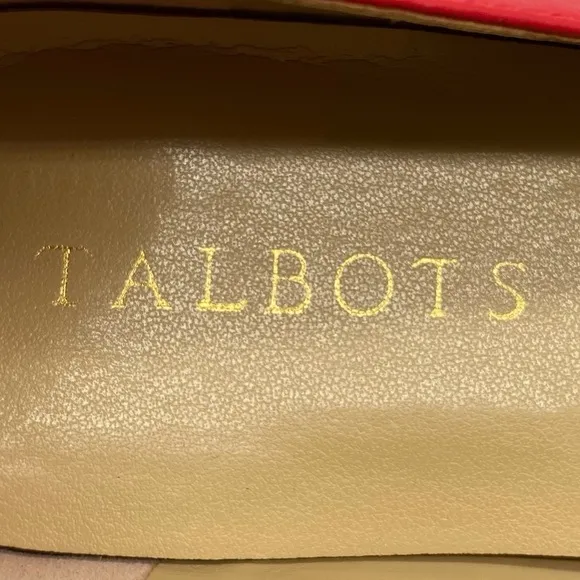 Talbots Womens Shoes Edison Buckle Bright Apple Flats 7 Red White Blue Leather