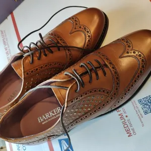Tan Loafers with Classic Brogue Detailing