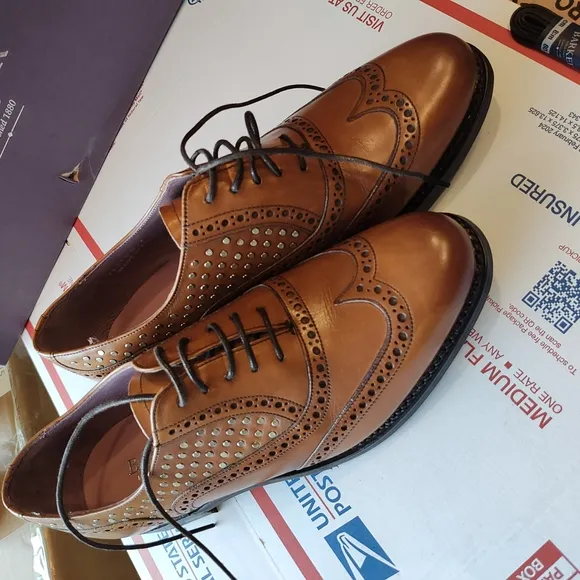 Tan Loafers with Classic Brogue Detailing