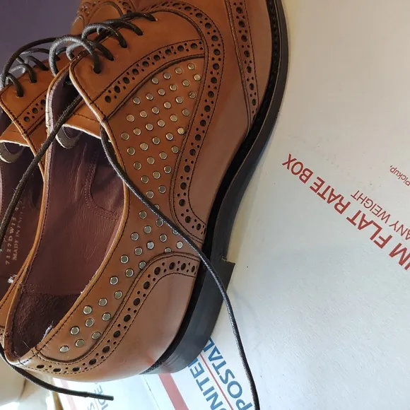 Tan Loafers with Classic Brogue Detailing