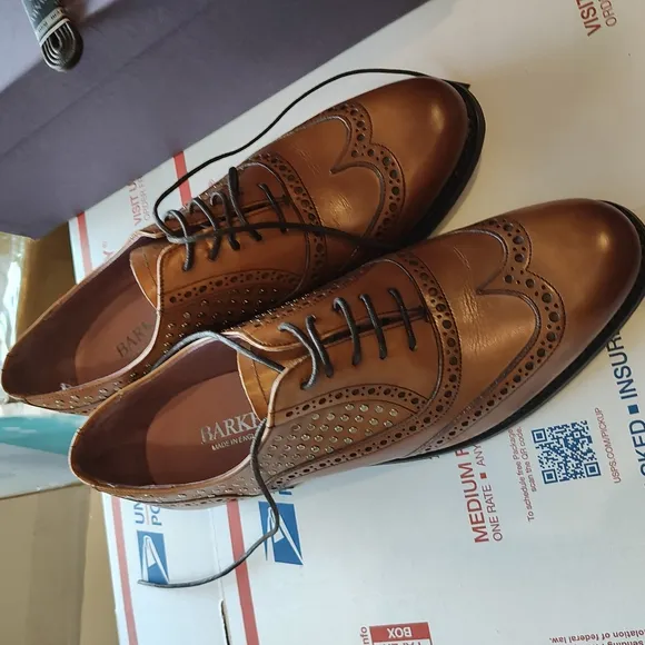 Tan Loafers with Classic Brogue Detailing