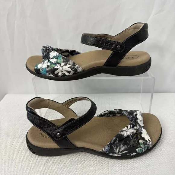 Taos Sandals Women’s Size 6 Knotty Open Toe Floral Ankle Strap Flat