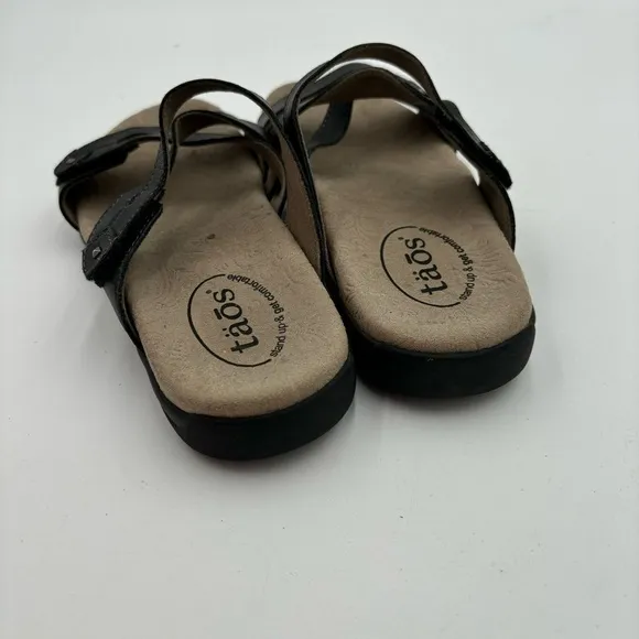 Taos Women’s 7 Black Leather Double U Strappy Sandals