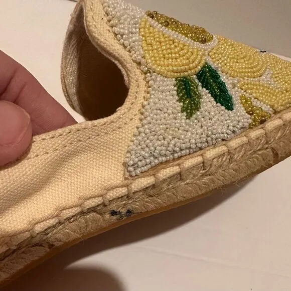 Tatina Women’s Beaded Espadrilles size 7 yellow/white Retails $120