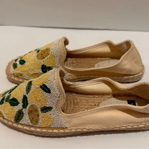 Tatina Women’s Beaded Espadrilles size 7 yellow/white Retails $120