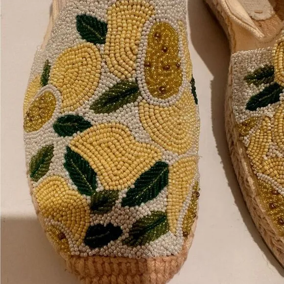 Tatina Women’s Beaded Espadrilles size 7 yellow/white Retails $120