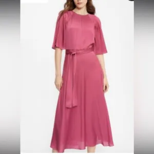 TED BAKER HARIIET RAGLAN SLEEVE TEA MIDI DRESS, DUSTY PINK Size 2TED