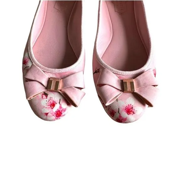Ted Baker Immep Ballet Bow Tie Flats Blossom Print Size 9