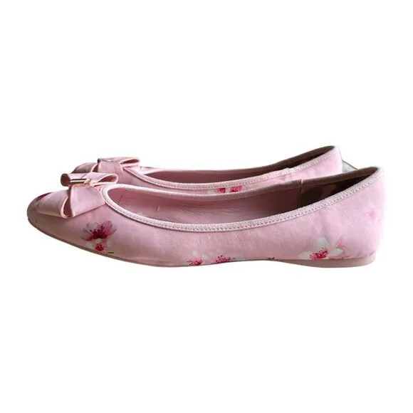 Ted Baker Immep Ballet Bow Tie Flats Blossom Print Size 9