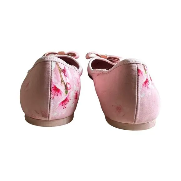 Ted Baker Immep Ballet Bow Tie Flats Blossom Print Size 9