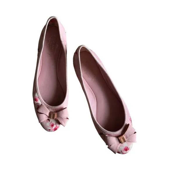 Ted Baker Immep Ballet Bow Tie Flats Blossom Print Size 9
