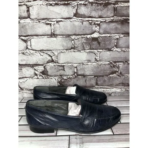 TED LAPIDUS Boutique Paris Blue Leather Dress Penny Loafers Men Sz 7.5M US/41EU
